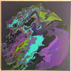 16x16 acrylic pour painting.